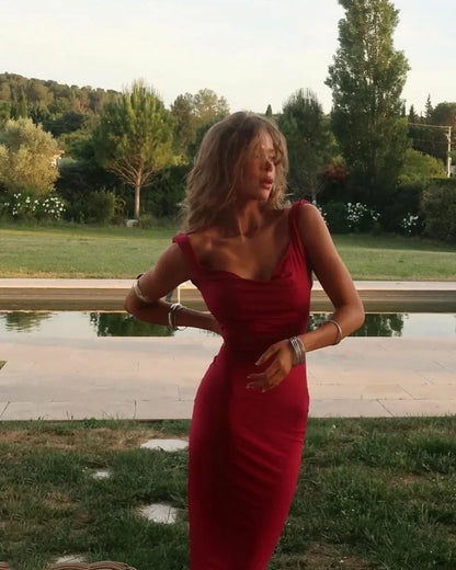 Maxi Elegant Party Dresses 2025 Red Sleeveless Long Dresses Holiday birthday Robe Sexy Clothes for Women with Bow