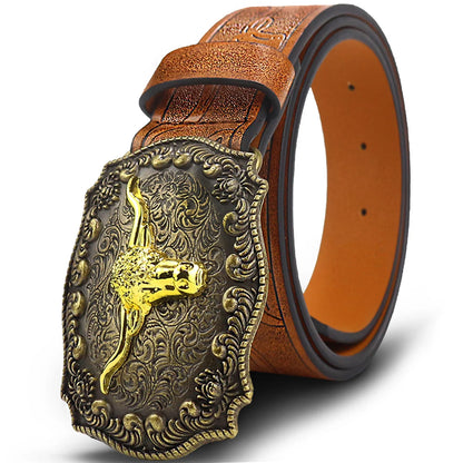 Western Cowboy Belt jeans pin buckle belt fashion belt 100-110-120cm carved belt men and women available trend belt