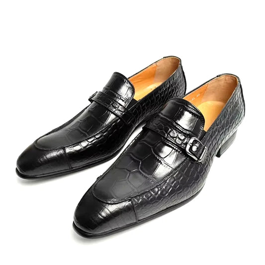 Luxury Genuine Leather Shoe Printing Mens Loafers Handmade High Quality Business Formal Office Casual Shoes Zapatos De Hombre