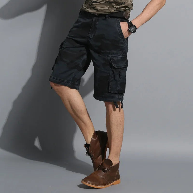 Camouflage Shorts Male Military Clothing Style Army High Quality Mens Cargo Shorts Cotton Multi Pockets Breeches Bermuda Cargo