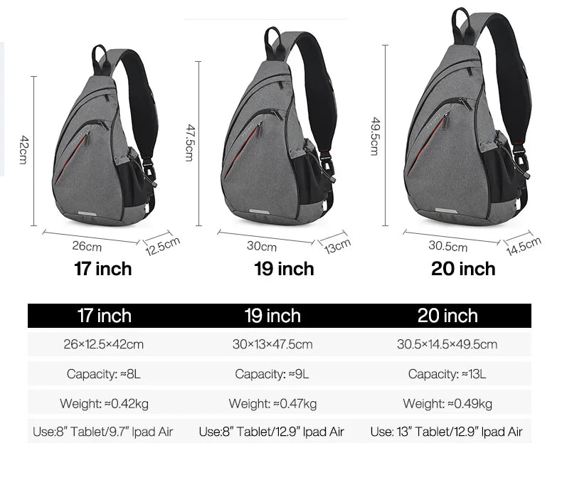 Men One Shoulder Backpack Women Sling Bag Crossbody USB Boys Cycling Sports Travel Versatile Fashion Bag Student School