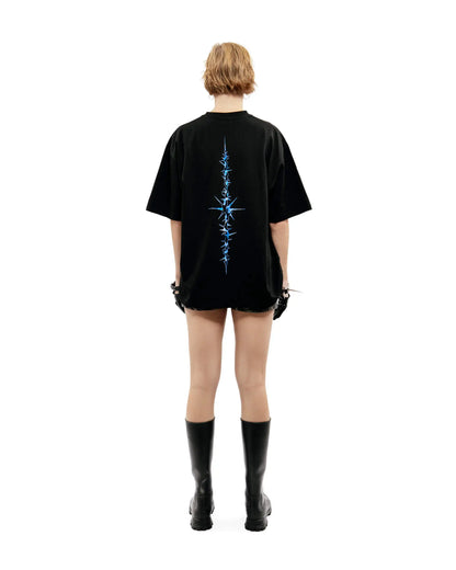 Harajuku Oversized Streetwear Men's Clothing The Bright Side Graphic Print Tshirt Cotton Hip Hop Punk Short Sleeve Tops Goth Y2k