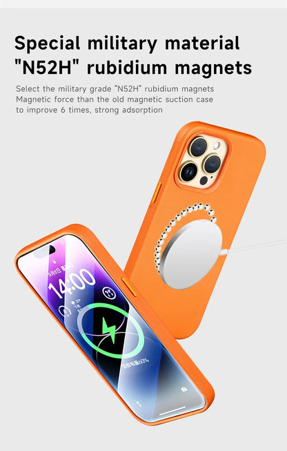 جراب جلد مغناطيسي فاخر لهاتف Apple iPhone 17 Pro Max 16 13 12 14 15 Plus غطاء MacSafe رسمي لهاتف Magsafe i Phone Etui