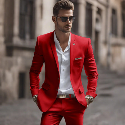 Summer White Men Suits Two Piece Fashion Notch Lapel Single Breasted Suit Slim Fit Elegant Smart Casual Groom Wedding Tuxedo