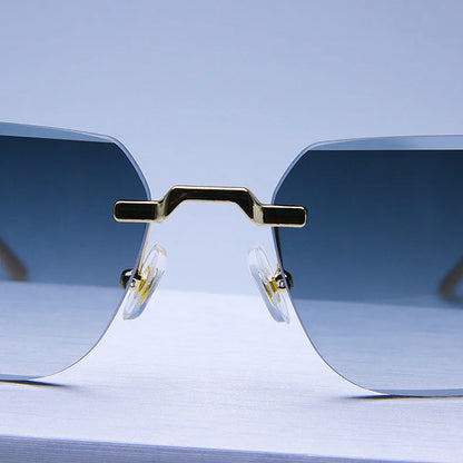 Fashion Rimless Sunglasses For Men Designer Square Sunglasses Women 2024 Trendy Retro Gafas De Sol Hombre Lunette Soleil Femme