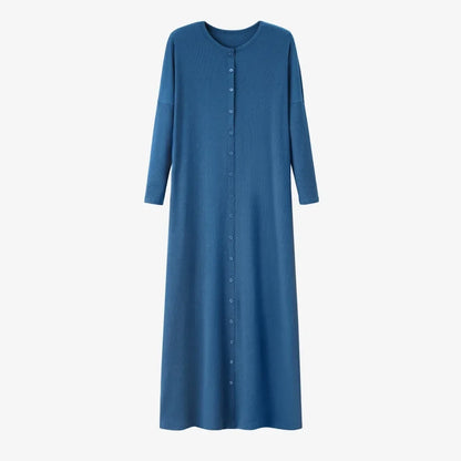 AS SS26 summer loose style button dress comfortable ribbing fabric dress o-neck lady clothes