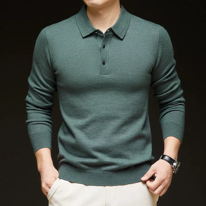 Fashion Autumn And Winter New Cashmere Sweater Men's High Quality Pullover Casual Loose POLO Knitted Bottom Shirt Jacket Shirt