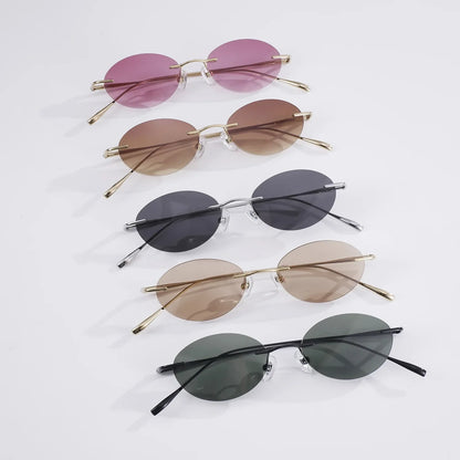 Fashion Frameless Women Polarized Sunglasses Travel Photography Sunglass Pure Titanium Frame Men Punk Sun Glasses Shades UV400