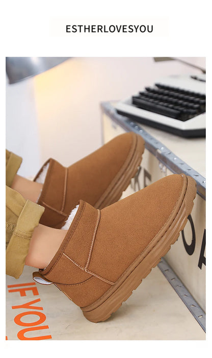 2025 Winter Snow Boots for Men New Fashion Australia Boots 39-47 Classic Top Quality Suede Leather Ankle Boots Warm Mens Shoes