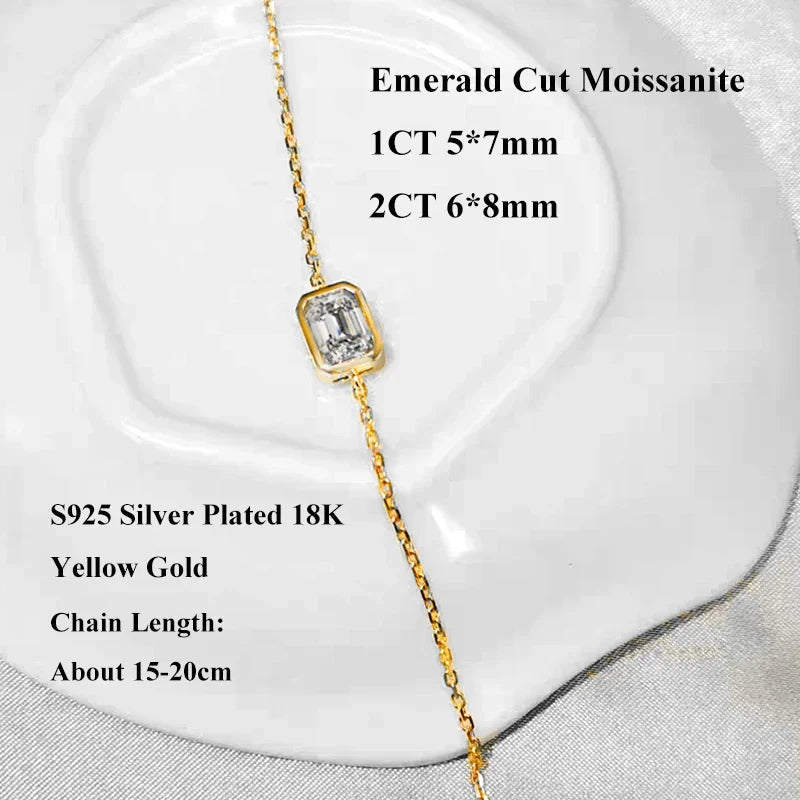 1/2CT Marquise Pear Cut Moissanite Solitaire Link Bracelet Women s925 Silver Bezel Setting Lab Diamond Bridal Wrist Chain