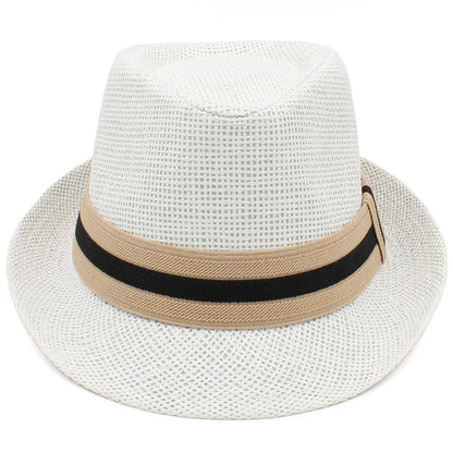 2 Sizes Parent-child Men Women Kids Boy Straw Fedora Hats Summer Trilby Sunhat Classical Jazz Caps Sombrero Beach Outdoor Travel