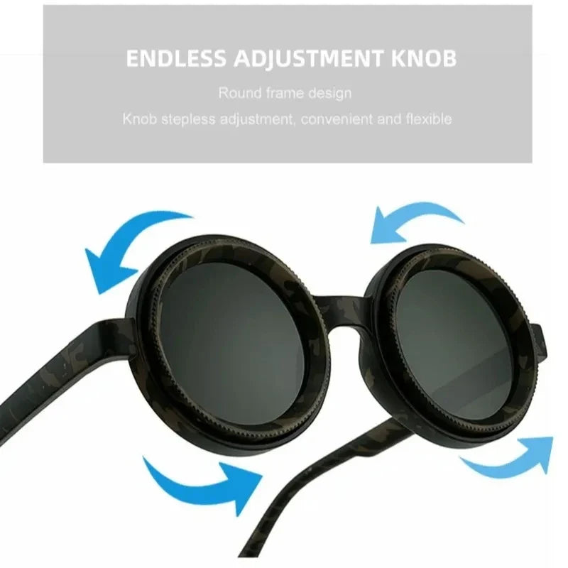 Fashion ND2-400 Adjustable Dimming Glasses 9 Level ND Filter Polarized Sunglasses UV400 Round Fishing Sunglasses Driving