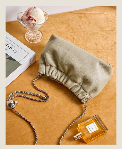 Genuine Leather Women Shoulder Bags Luxury Brand Small Chain Flap Bags for Ladies Handbag Natural Cowskin Female Crossbody Bags