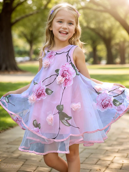 Summer Girls Flower Dress Kids Girl Beach Dresses Chiffon Kids Dresses Floral Teenager Girls Clothes 6 8 10 12 14 Year
