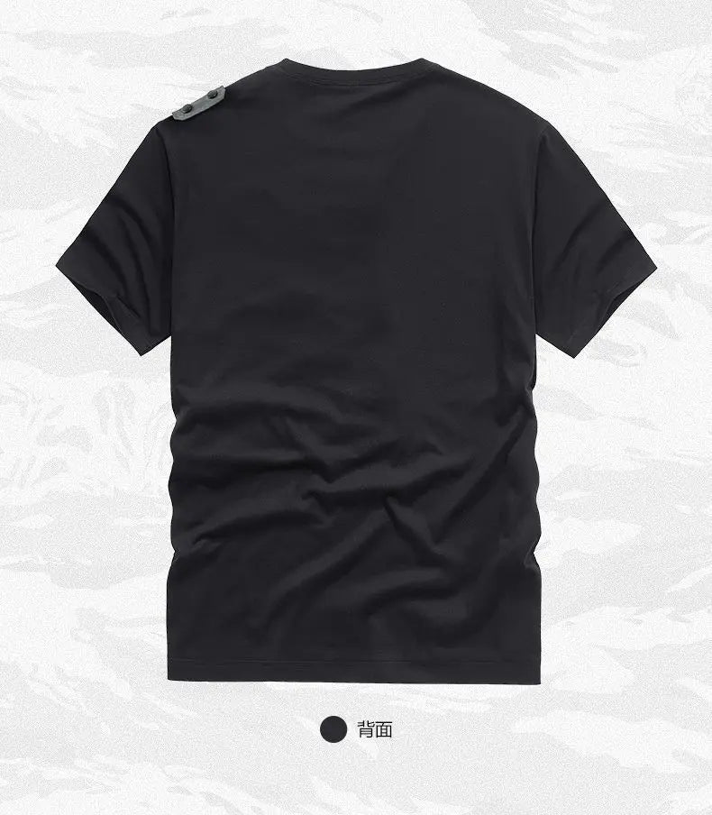 Fashion Men Black Techwear 100% Cotton Patch Stich Short Sleeve T-Shirts Summer Mens Oversized Locomotive Style Tooling T Shirt