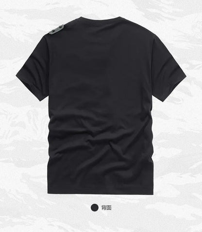 Fashion Men Black Techwear 100% Cotton Patch Stich Short Sleeve T-Shirts Summer Mens Oversized Locomotive Style Tooling T Shirt