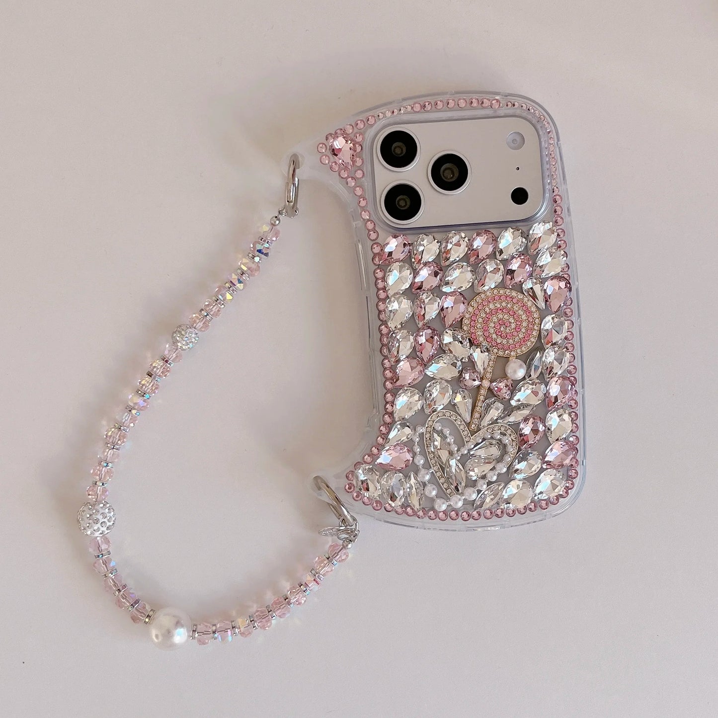 Rhinestone Hand bag Lollipop Design Phone Case For iPhone 17 Pro Max 16 15 14 13 Pro Max 15 14 16 Plus 17Air Fashion Trend Case