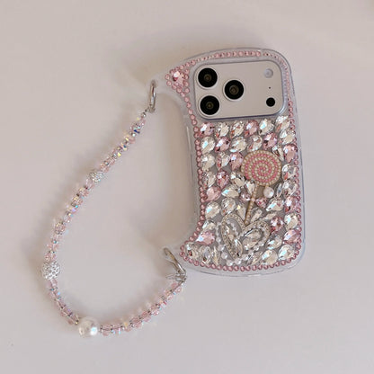 Rhinestone Hand bag Lollipop Design Phone Case For iPhone 17 Pro Max 16 15 14 13 Pro Max 15 14 16 Plus 17Air Fashion Trend Case