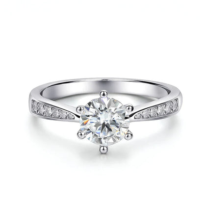Real 0.3-3CT Moissanite Wedding Ring for Women Sterling Silver Round Brilliant Diamond Solitaire Engagement Rings Gift