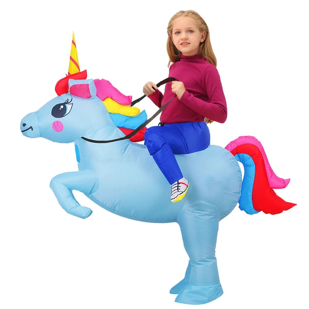 Kids Child Dinosaur Inflatable Costume Unicorn Dress Suits Anime Purim Halloween Party Cosplay Costumes for Boys Girls