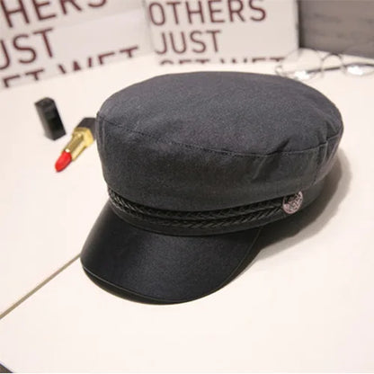 New Berets for Women Military Hat Autumn Sailor Hat for Women Men Black Grey Flat Top Female Travel Cadet Hat Captain Cap