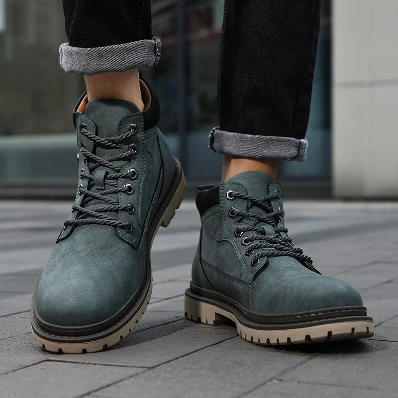 Handmade Men Boots Autumn Outdoor Hiking Boots Ankle Winter Leather Shoes Sneakers Hombres Botas High Top Footwear Anti Slip