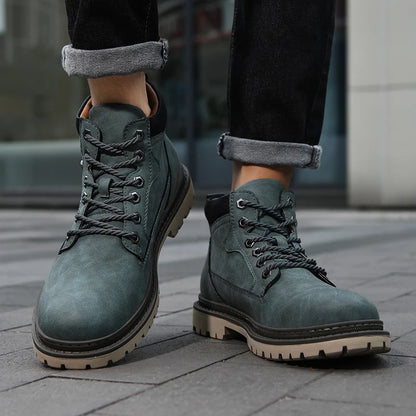 Handmade Men Boots Autumn Outdoor Hiking Boots Ankle Winter Leather Shoes Sneakers Hombres Botas High Top Footwear Anti Slip