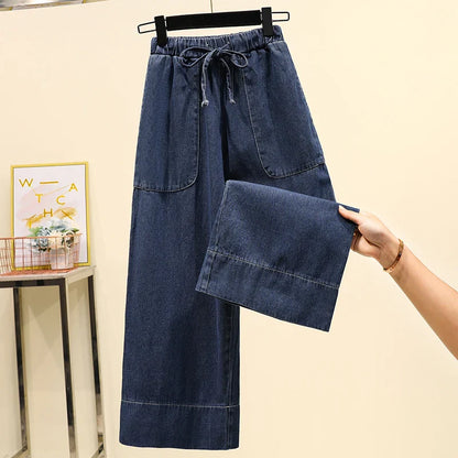 Women's High Waist Wide Leg Jeans Loose Comfortable Retro Sle Casual Versatile Straight Cut Trousers for Autumn Winter