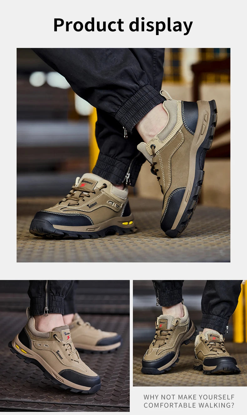 New men's safety shoes, puncture resistant work shoes, men's protective shoes, wear-resistant work boots safety boots