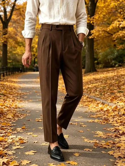 Premium Men's Pants Pleated Wide-Leg Dress Chinos Business Daily Office Versatile Formal Casual Trousers Banquet Wedding Summer
