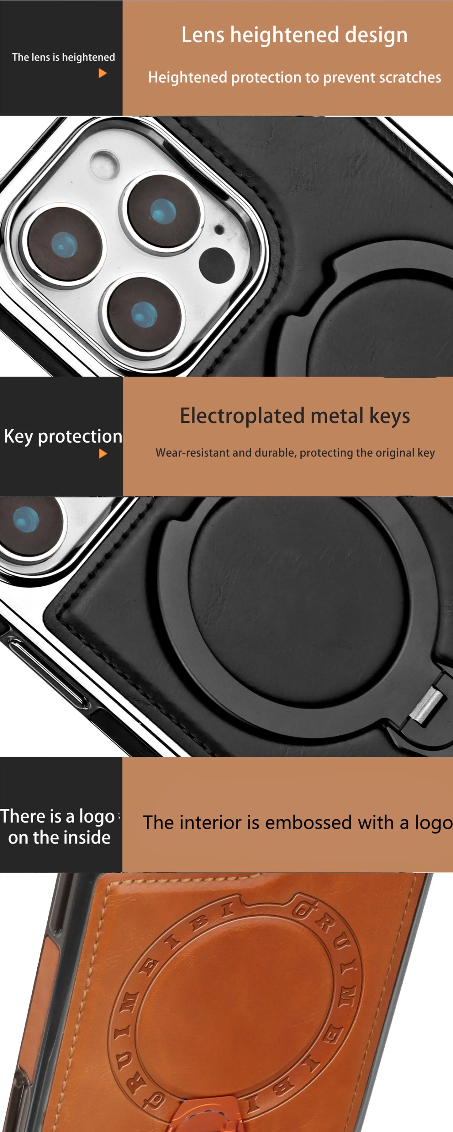 360 Rotating Bracket Luxury Magnetic Leather Phone Case For iPhone 16 17 Pro Max 15 14 13 12 Magsafe Wireless Charging Cover