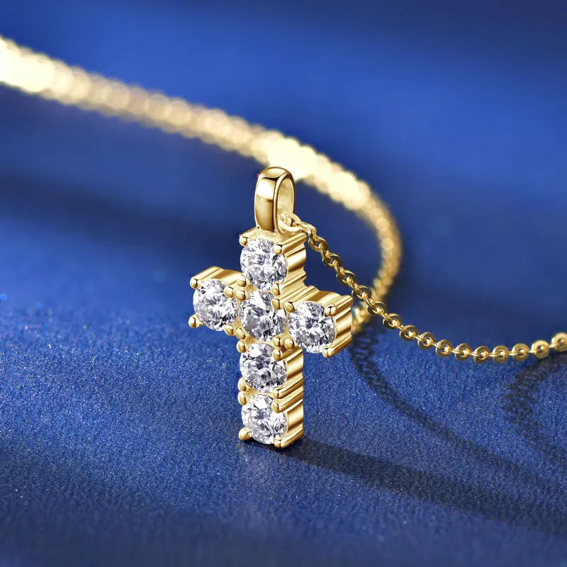 GRA Certified 3.5MM Moissanite Cross Pendant Necklaces for Women S925 Sterling Silver Clavicle Chains Fine Jewelry Gift