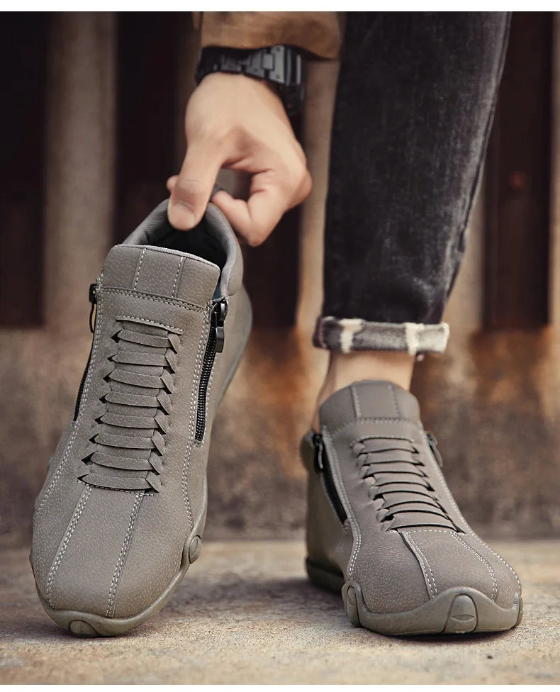New Men's Ankle Boots Fashion Soft Sole High Top Sneakers Men Shoes Outdoor Versatile Loafers Comfortable Casual Walking Shoes