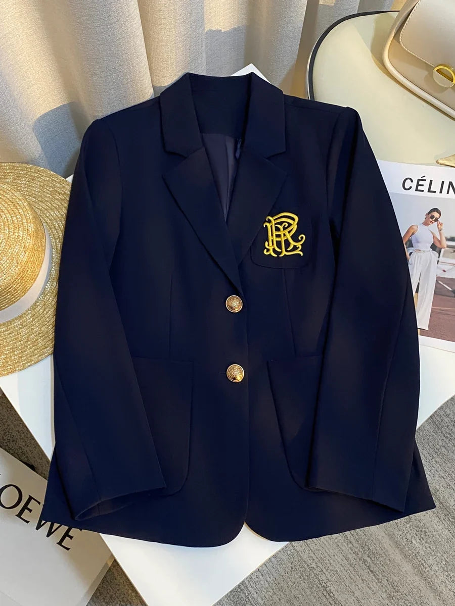 Spring 2026 New Sle Embroidered Women's Suit Jaet Commute Design High-End Feelings Korean Version Long Sve Casual Wear