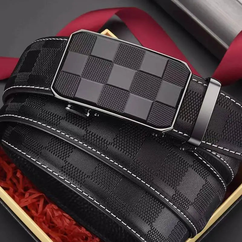 Brand Luxury Belt for men, Genuine Leather Automatic Buckle Adjustable Belt Fashion Style Golf Belt Luxury Gifts for Men