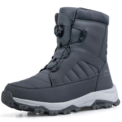 Winter Men's Rotating Button Snow Boots Thick Plush Cotton Boots Keep Warm Winter Boots Non-slip Mid-calf Boots Outdoors Shoes