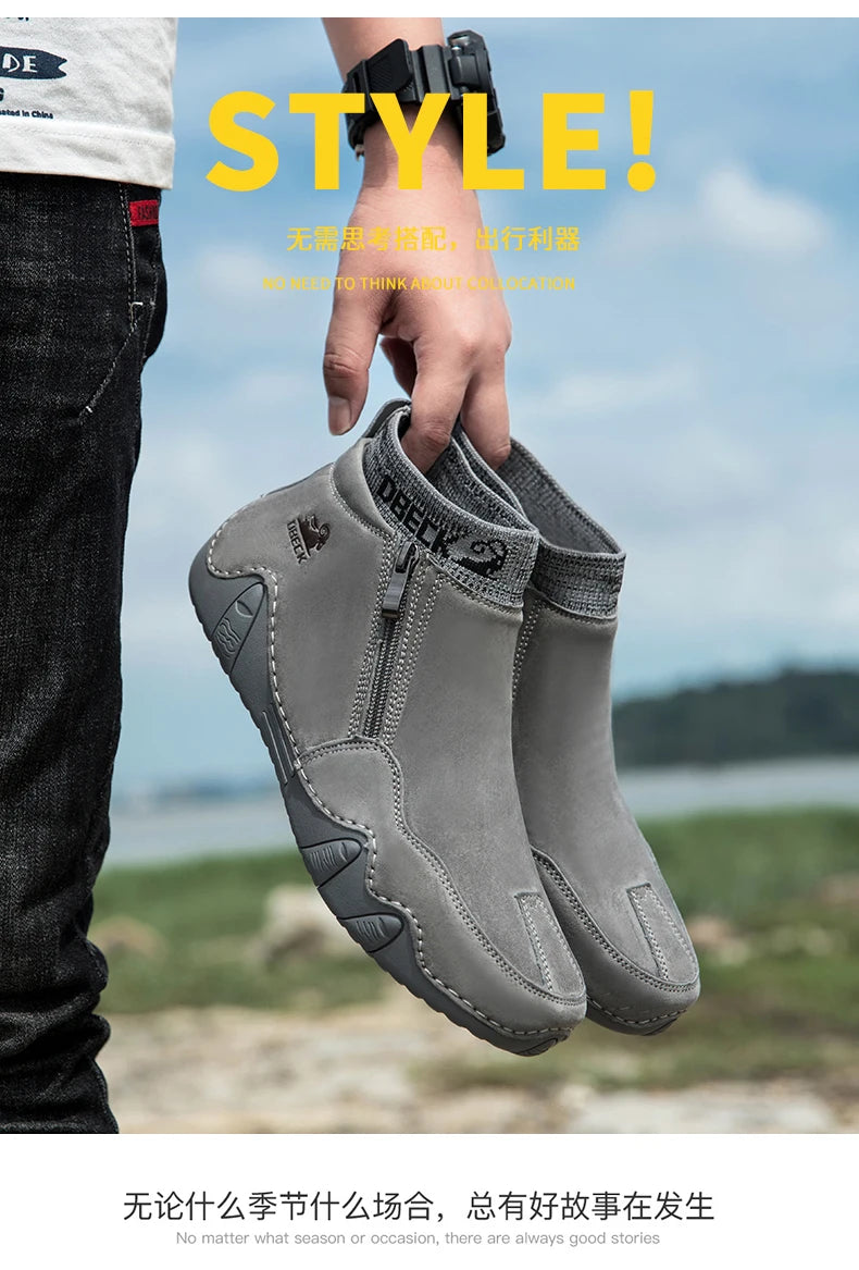DBECK Men Sneakers Casual Shoes Male High Top Sneakers Winter Warm Designer Fashion Loafers Lace Up Shoes Men Ankle Boots