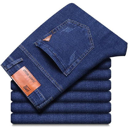 Men's classic high-end fashion versatile jeans, soft and slightly elastic black business denim pants, stylish upper body