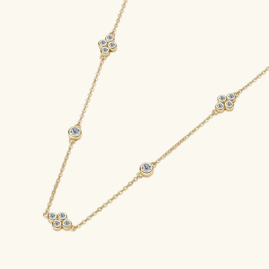 925 Sterling Silver Choker Necklaces 3mm Moissanite Clover Necklace for Women Neck Chain Female Jewelry Gift