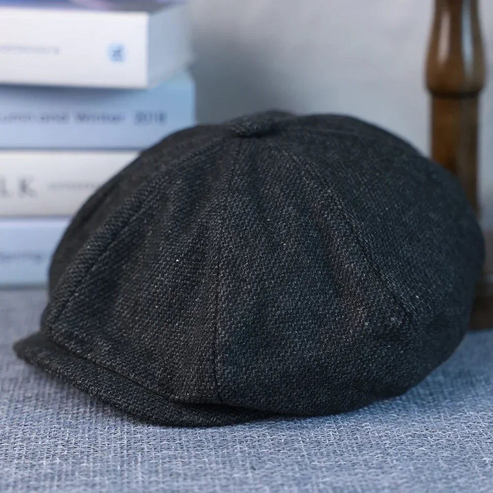New Vintage Men's Wool Newsboy Cap Brown Green Women Men Berets Classic Woolen Octagonal Caps Casual Gatsby Flat Hat 003