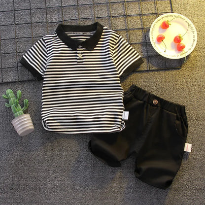 Summer Clothes for Children Baby Boys Girls Striped T-Shirt And Shorts 2pcs Set Toddler Fashion Tracksuit