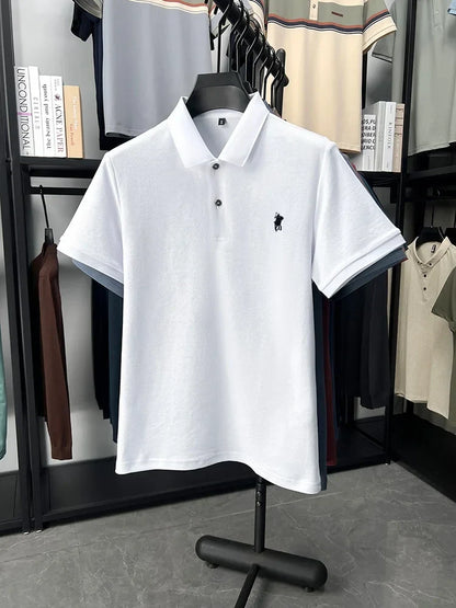 Designer brand 100% cotton short sleeve polo shirt luxury fashion pony embroidery men's business leisure summer new Paul T-shirt