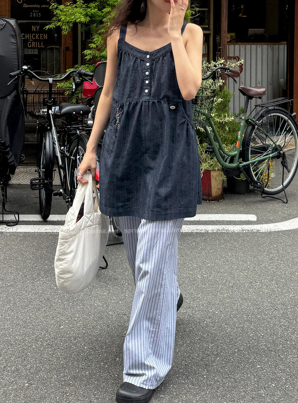 Korean Sle ort Denim Overalls Women's Faionable Summer Dr Vest Dr No Brand Commute Sle 00% Other Material