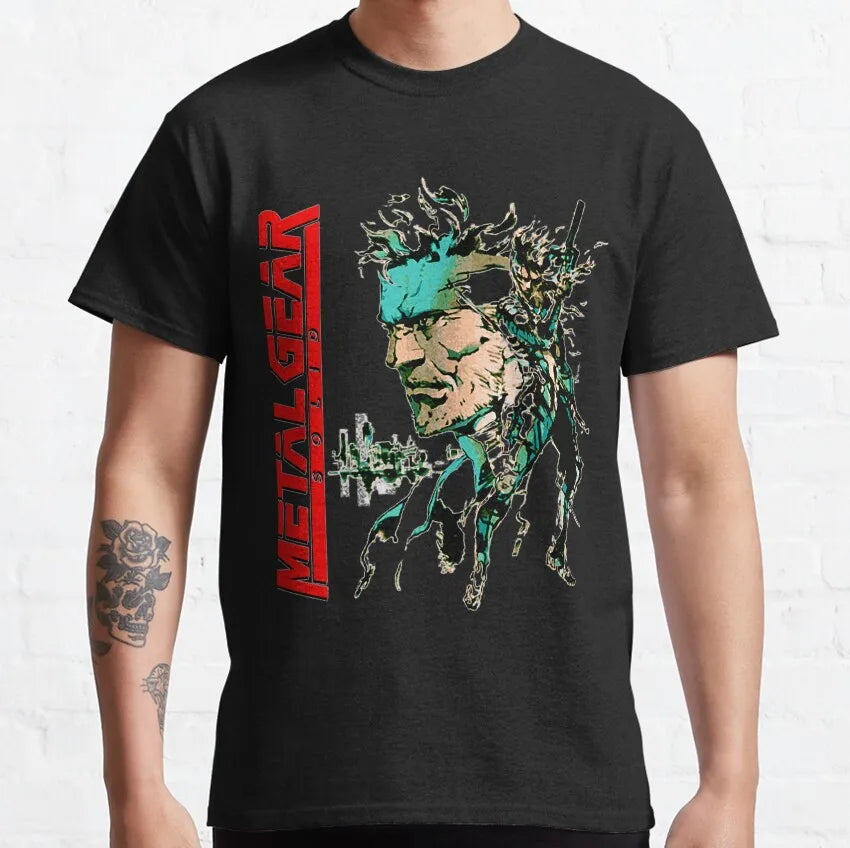 2025 Classic Metal Gear Solid 2: SONS OF LIBERTY Island Maker Men's Solid Color Snake Fox Hunting Game Cotton Round Neck T-shirt