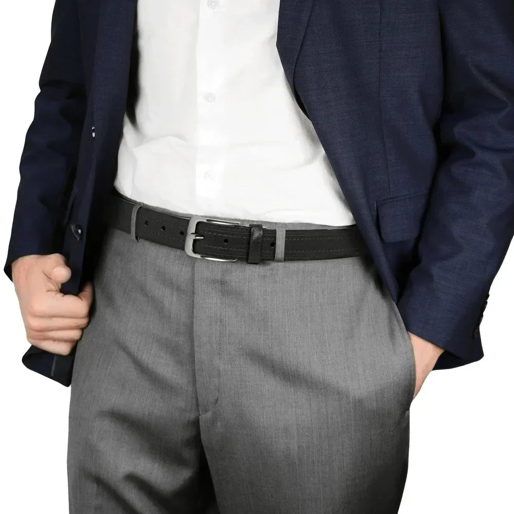 Men's Leather Fashion Classic Belt Metal Pin Buckle Casual Men's PU Leather Alloy Pin Square Buckle Belt Business Belts