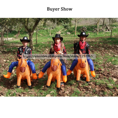 Kids Child Inflatable Horse Costume Girls Boys Funny Halloween Purim Party Inflated Garment Disfraces