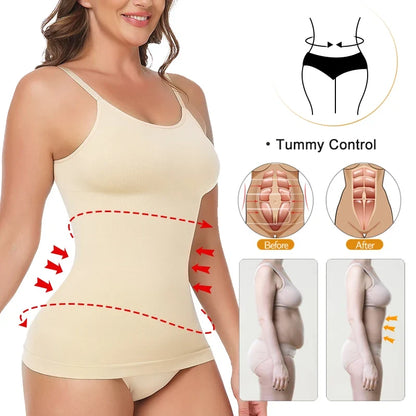 Seam-free Camisole Vest Shapewear Bodysuit for Women Tummy Control Butt Lifting Body Shaper Smooth Invisible Slimming Underwear