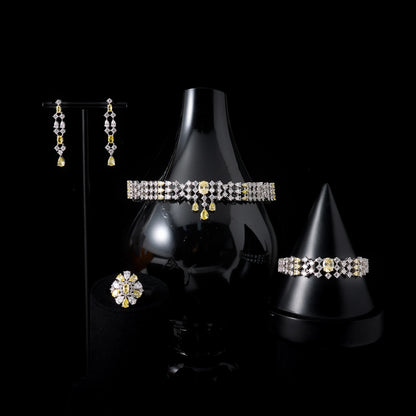 Choker Necklace Sets for Women Cubic Zirconia Bridal Jewellery Set Dubai Saudi Party Engagement Accessory