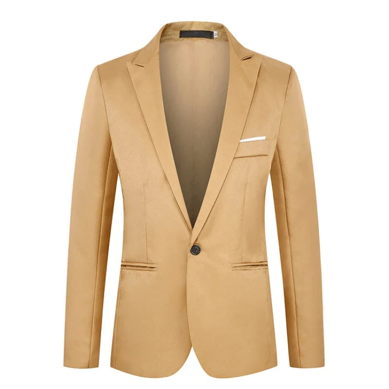 2026 New Men's Slim Blazers Fashion Single-button Business Casual Suit Jacket Solid Elegant Stylish Party Wedding Suit Tops Male