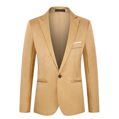 2026 New Men's Slim Blazers Fashion Single-button Business Casual Suit Jacket Solid Elegant Stylish Party Wedding Suit Tops Male